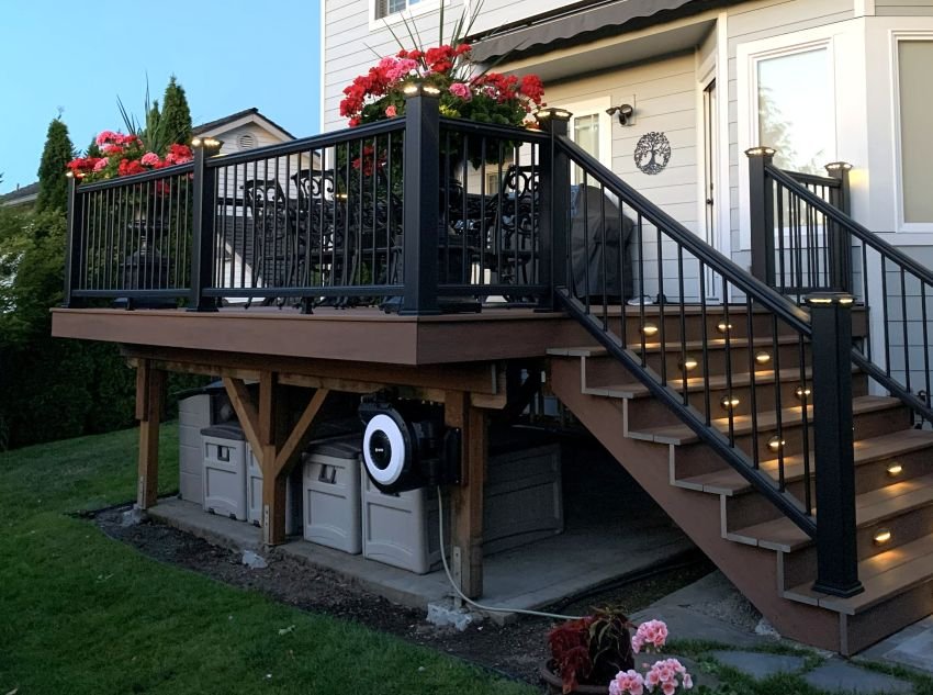 Backyard deck project at a residential home on Mercer Island, WA