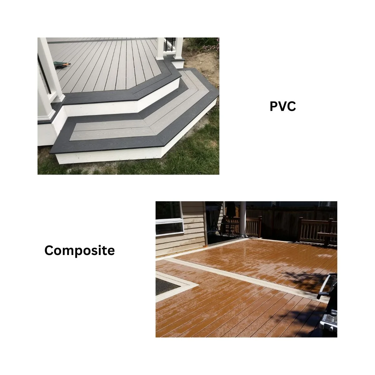 PVC vs composite decking comparison for outdoor deck materials