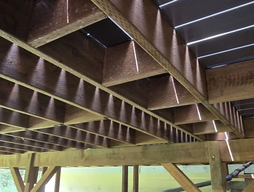 New structural framing installed during a complete deck replacement in Maple Valley, providing a strong foundation for Fiberon Promenade PVC decking and long-term durability.