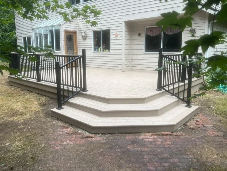 New TimberTech PVC deck with Trex black aluminum railing in East Hill, Kent, WA