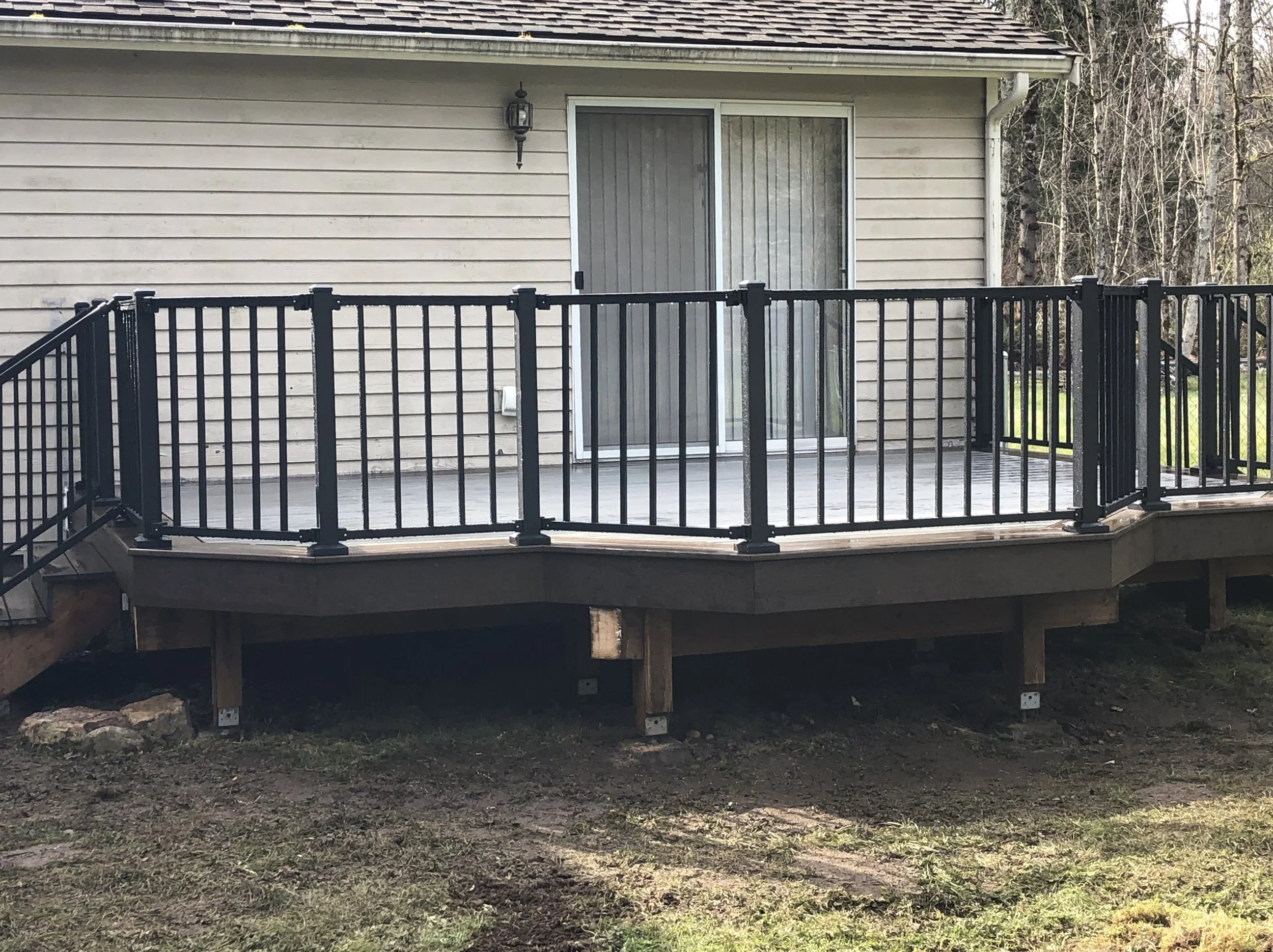 Elevated deck structure with support posts and framing in North Bend, WA