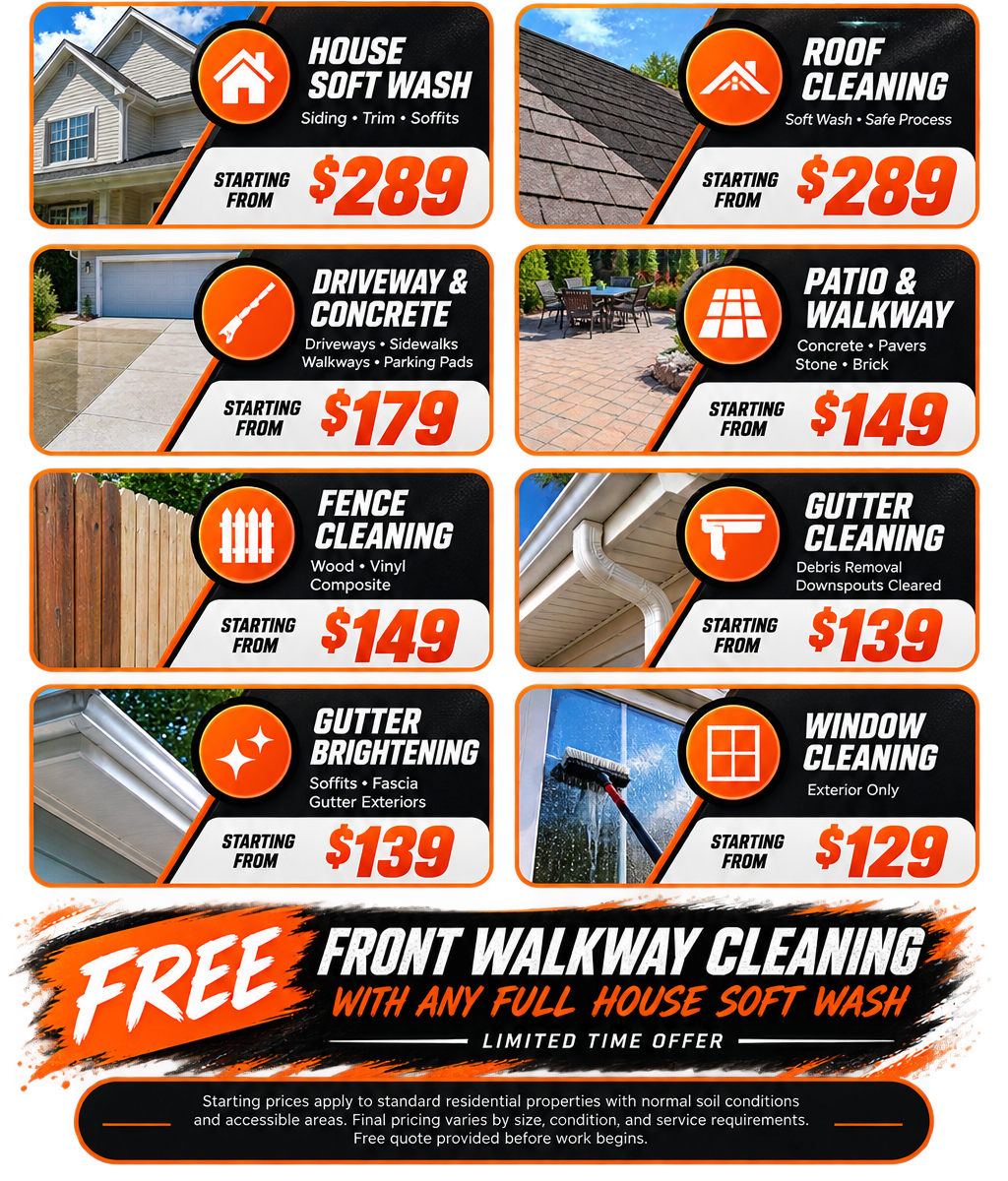 an image of a pricing chart for each individual service that VSP SOFTWASH SOLUTIONS LLC provides