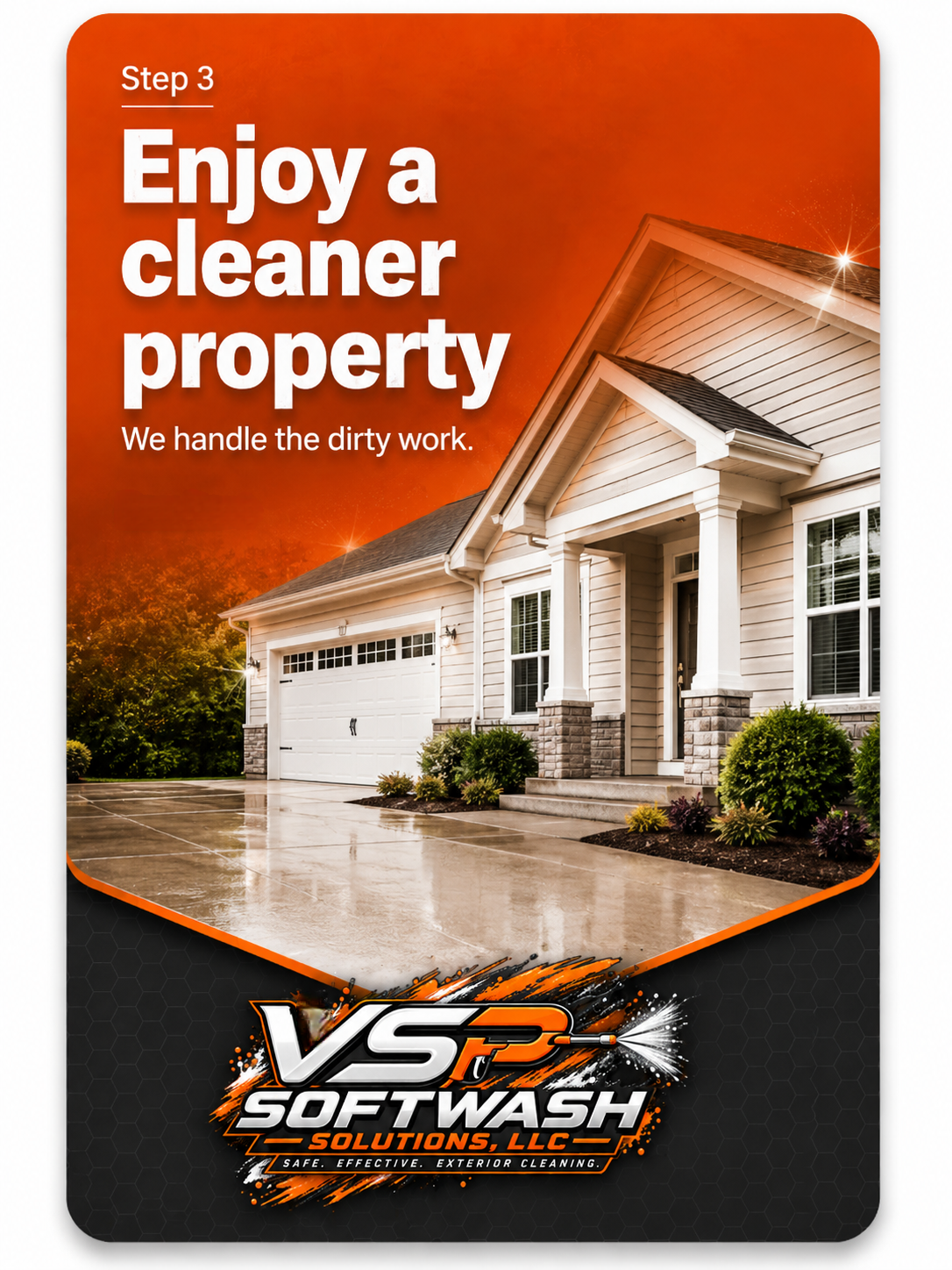 informational card showing step three of our simple service process