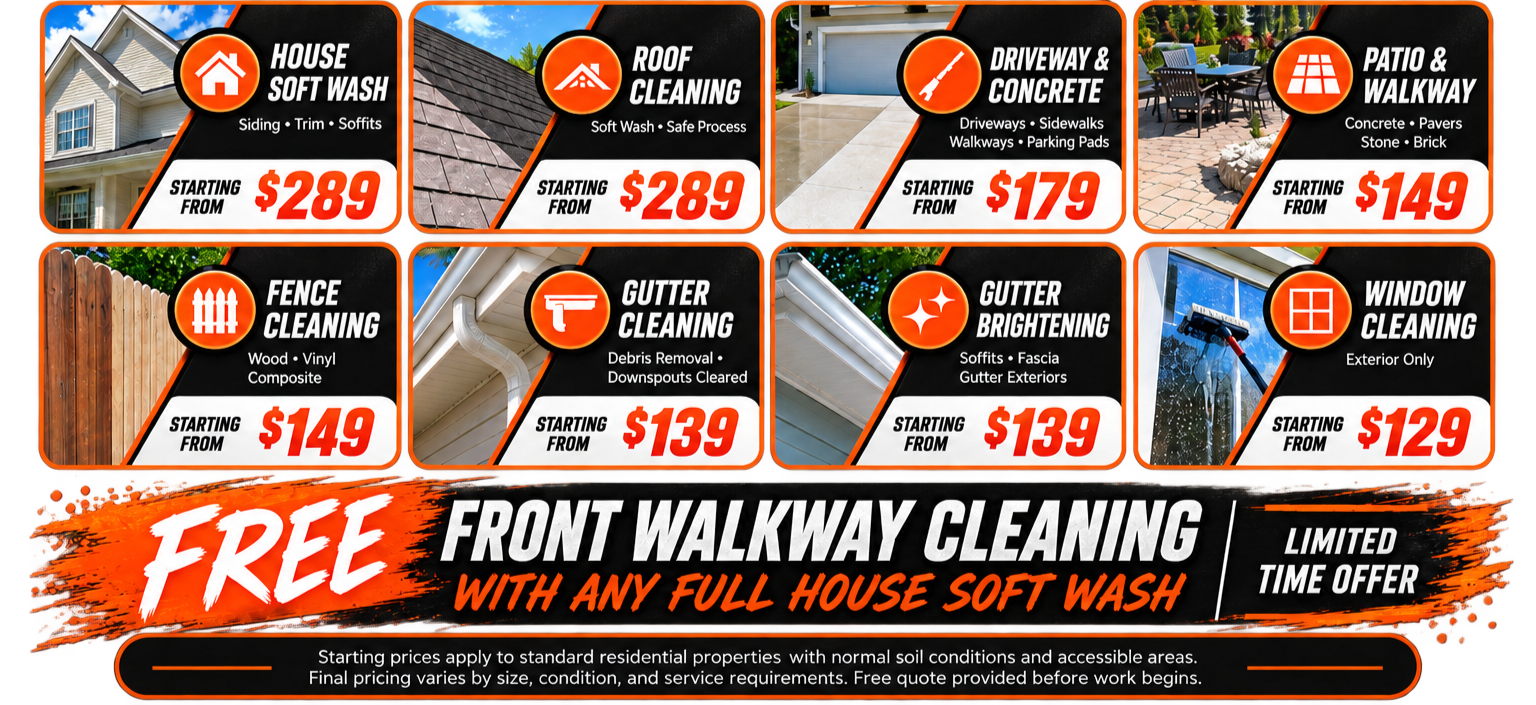 an image of a pricing chart for each individual service that VSP SOFTWASH SOLUTIONS LLC provides