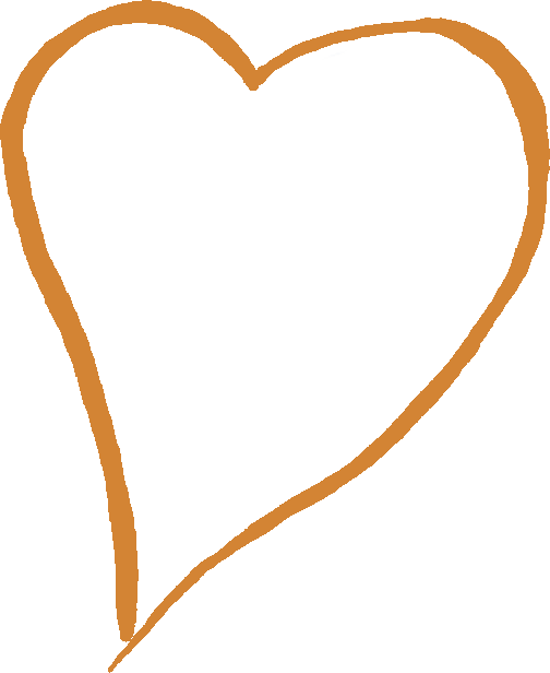 A black heart shape outlined in brown on a black background.