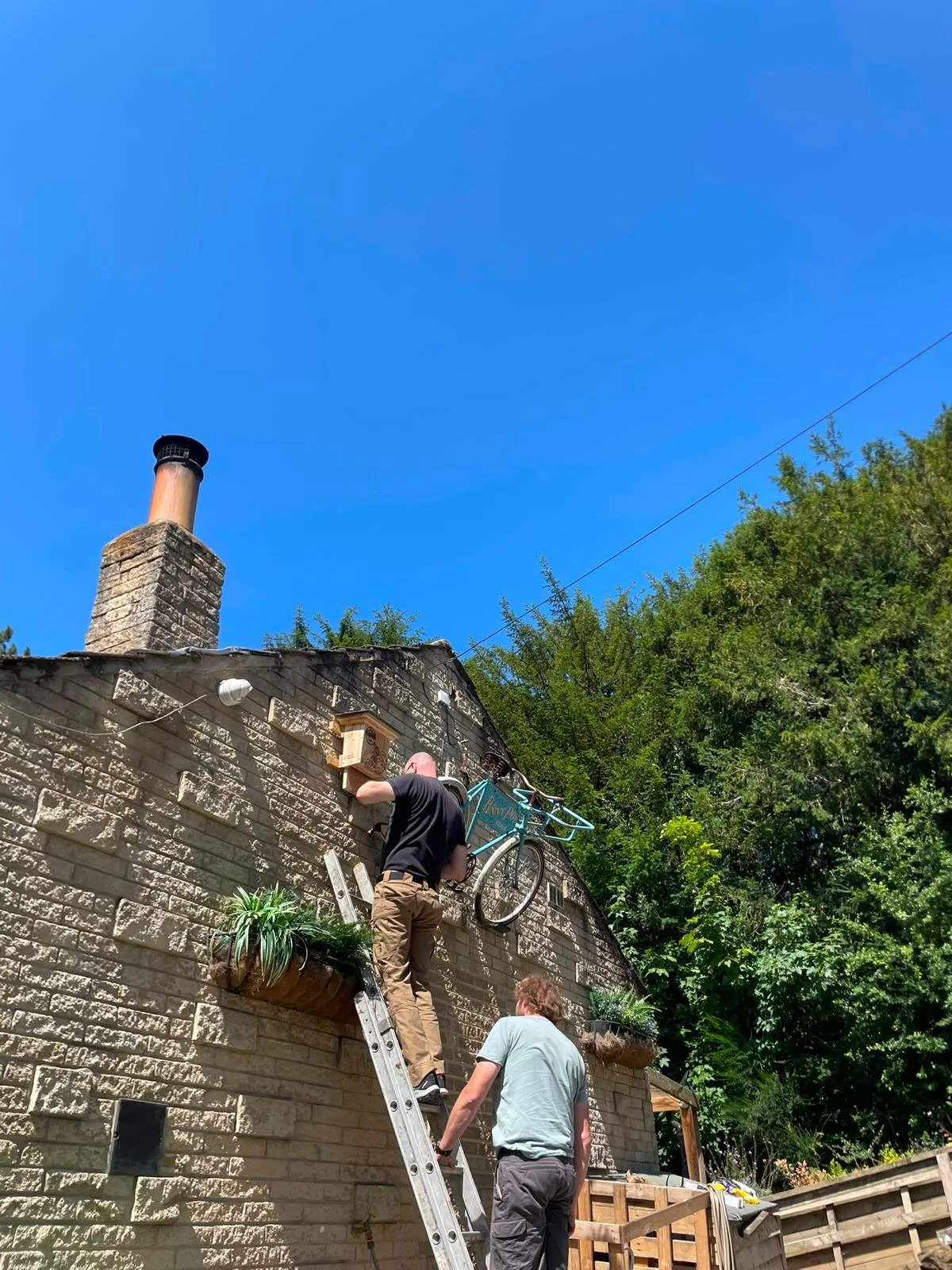 Bat box installation.