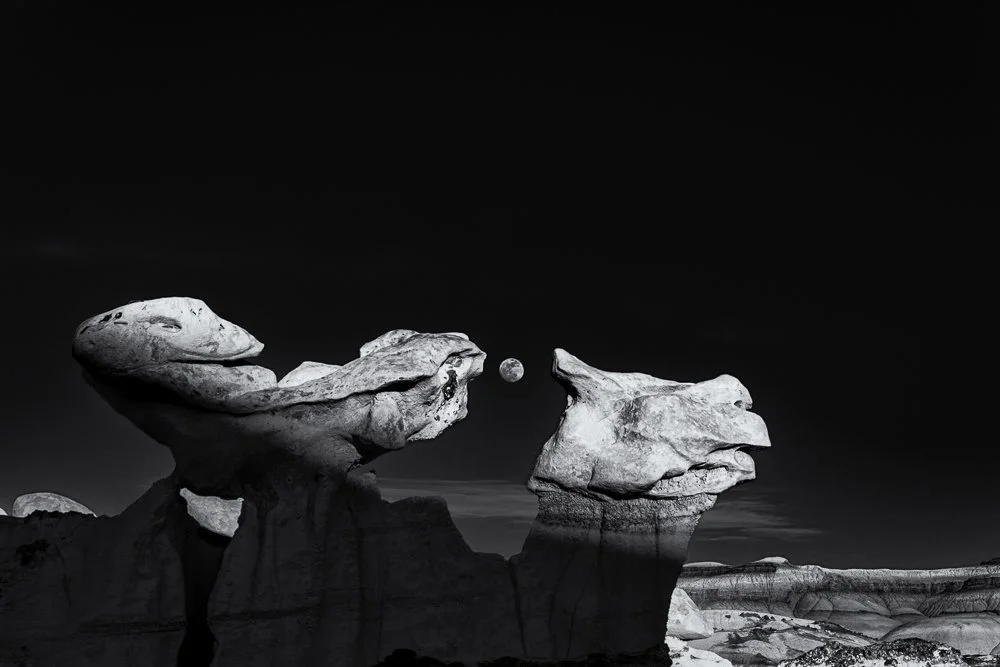 Bisti Wilderness Moon Rising-2025 PX3 Bronze, Black and White Spider Awards Honorable Mention