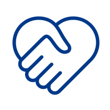 Outline of two hands forming a heart shape.