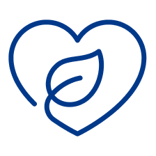 Outline of a heart with a leaf inside it