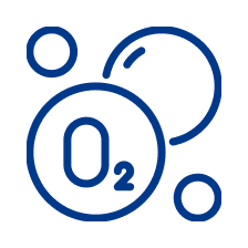 Illustration of oxygen molecules with O2 chemical formula.