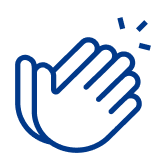 Outline of two hands high-fiving in blue