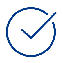 Blue check mark inside a blue circle