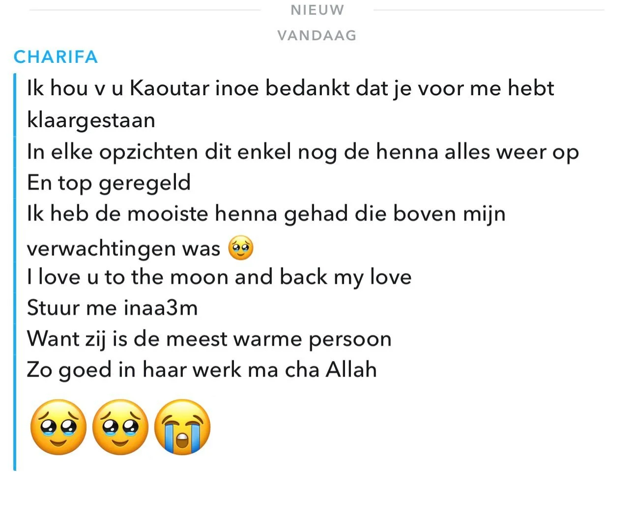 Tekst in het Nederlands met emojis, geen afbeelding