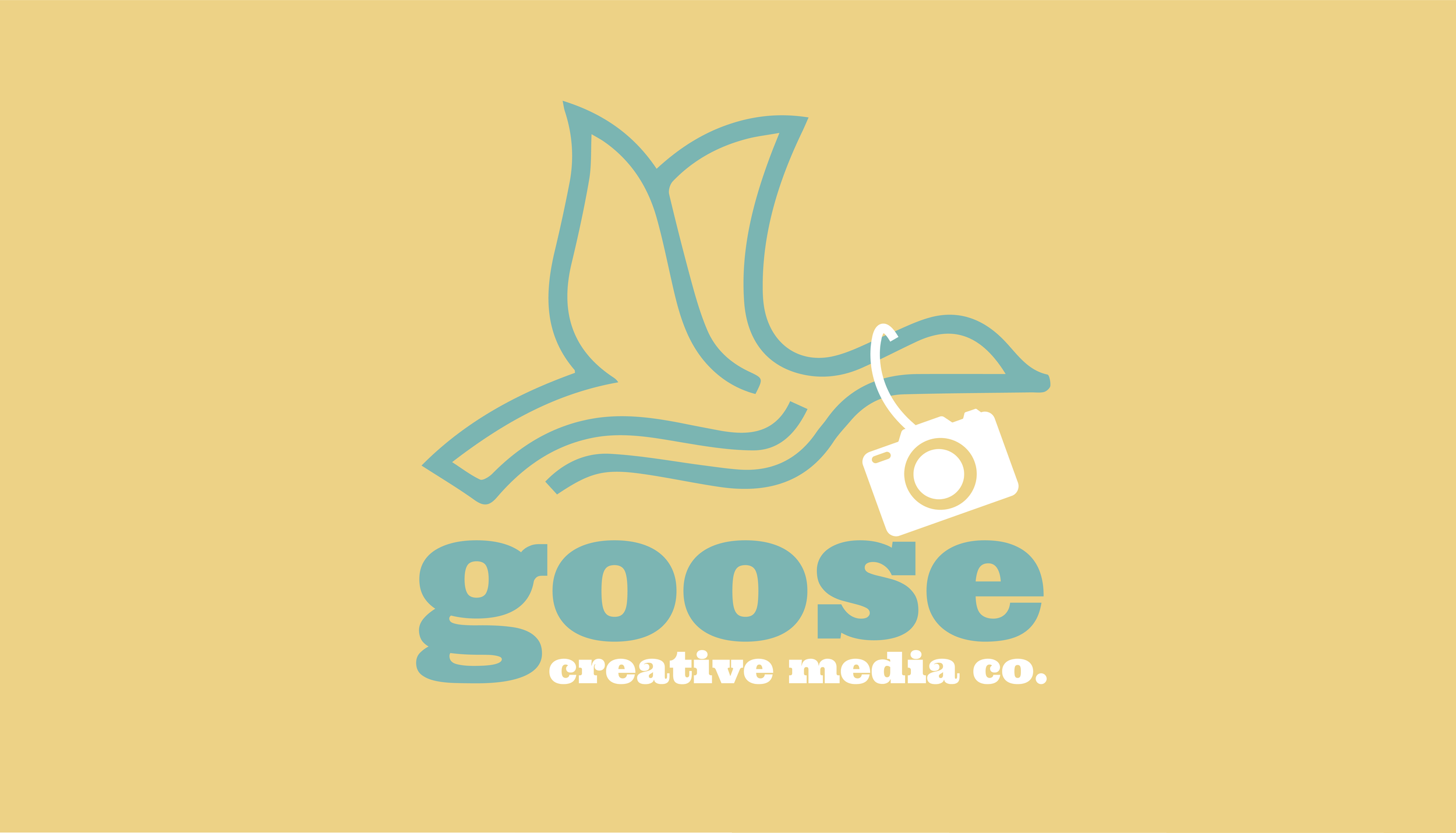 Logo of Goose Creative Media Co. featuring a stylized goose with a camera hanging from its beak, on a yellow background.