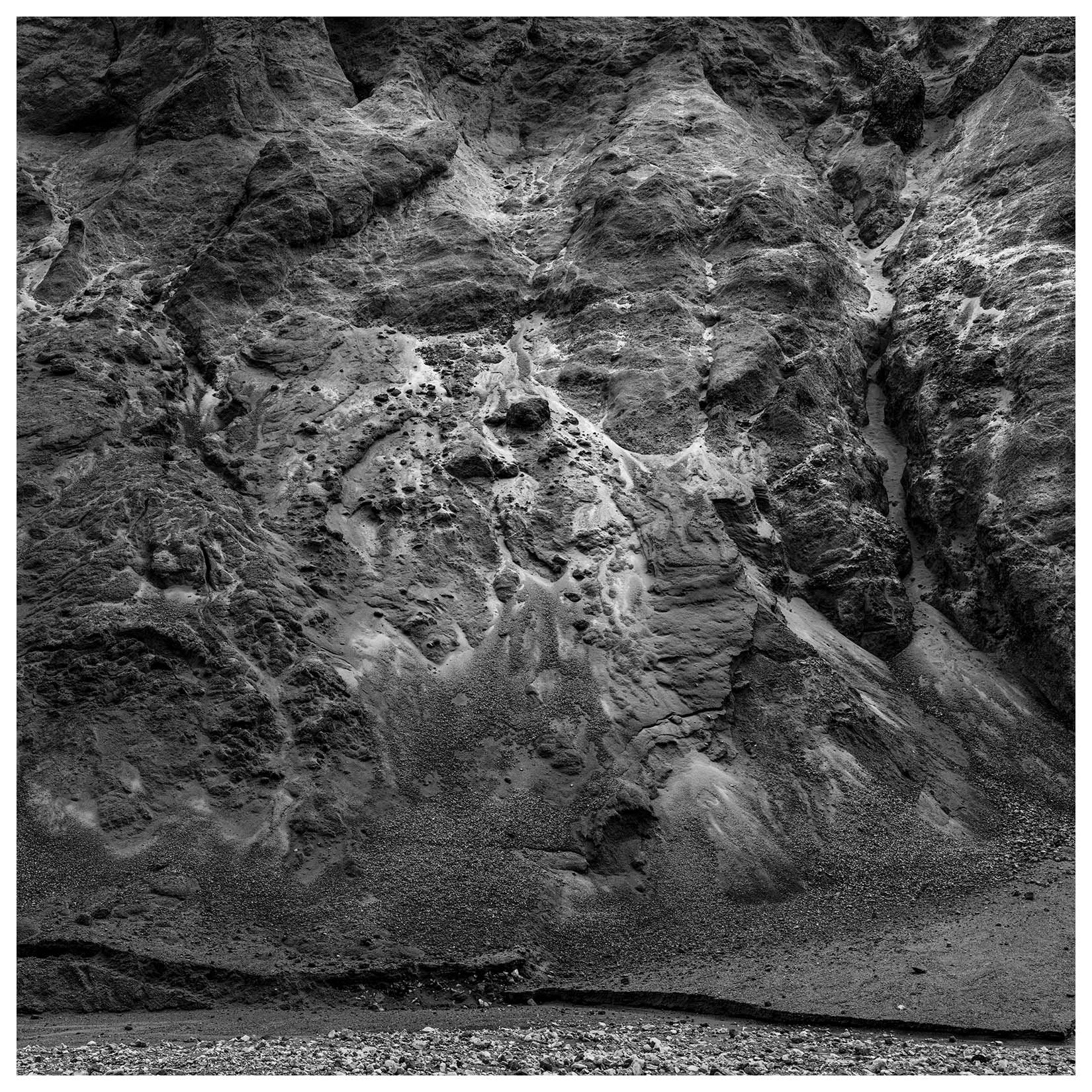 Fine Art Black and White Landscape photograph of Rhyolite Rocks, Landmannalaugar, Iceland.