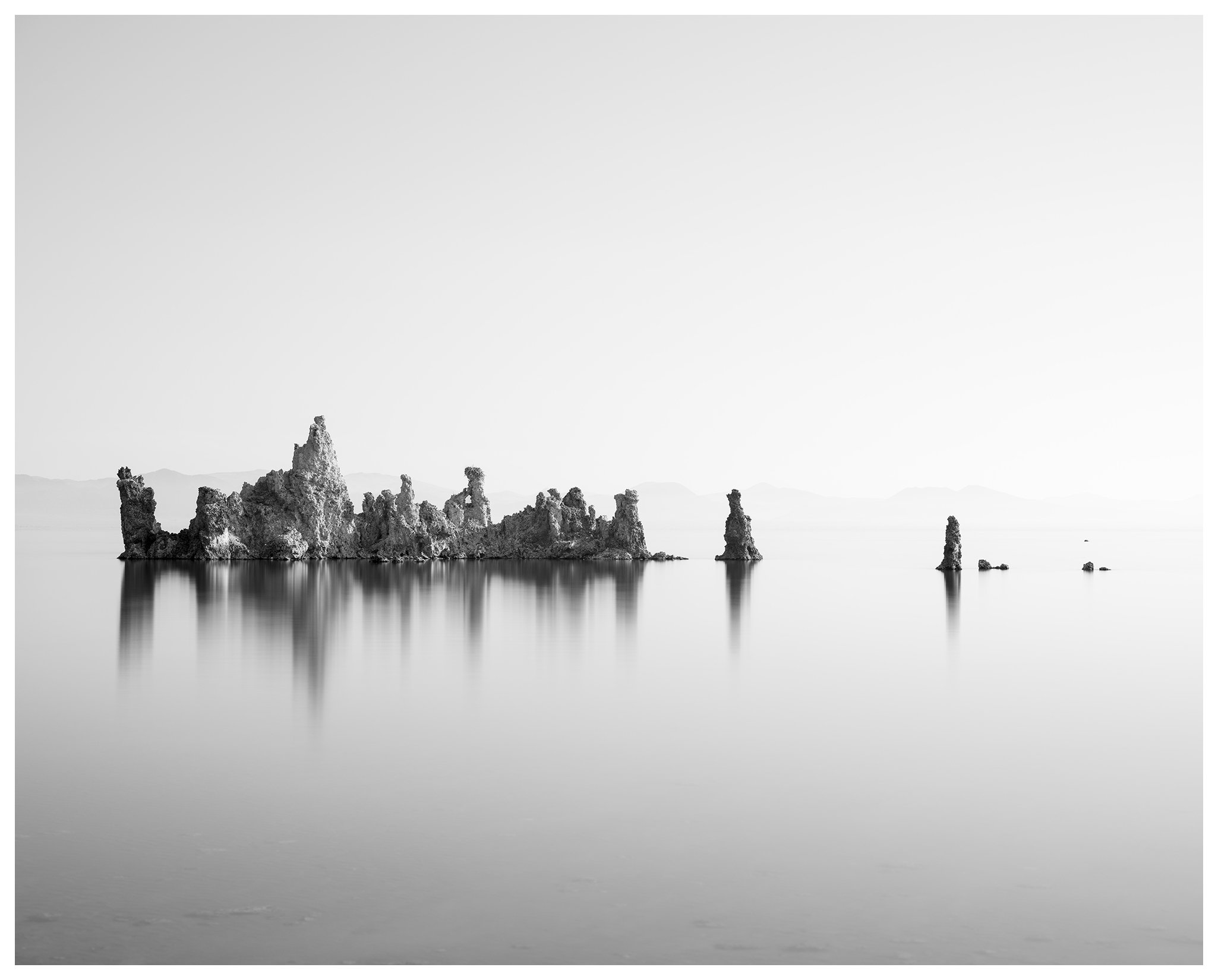 Fine Art Black and White Landscape photograph of Mono Lake Tufas at sunrise.