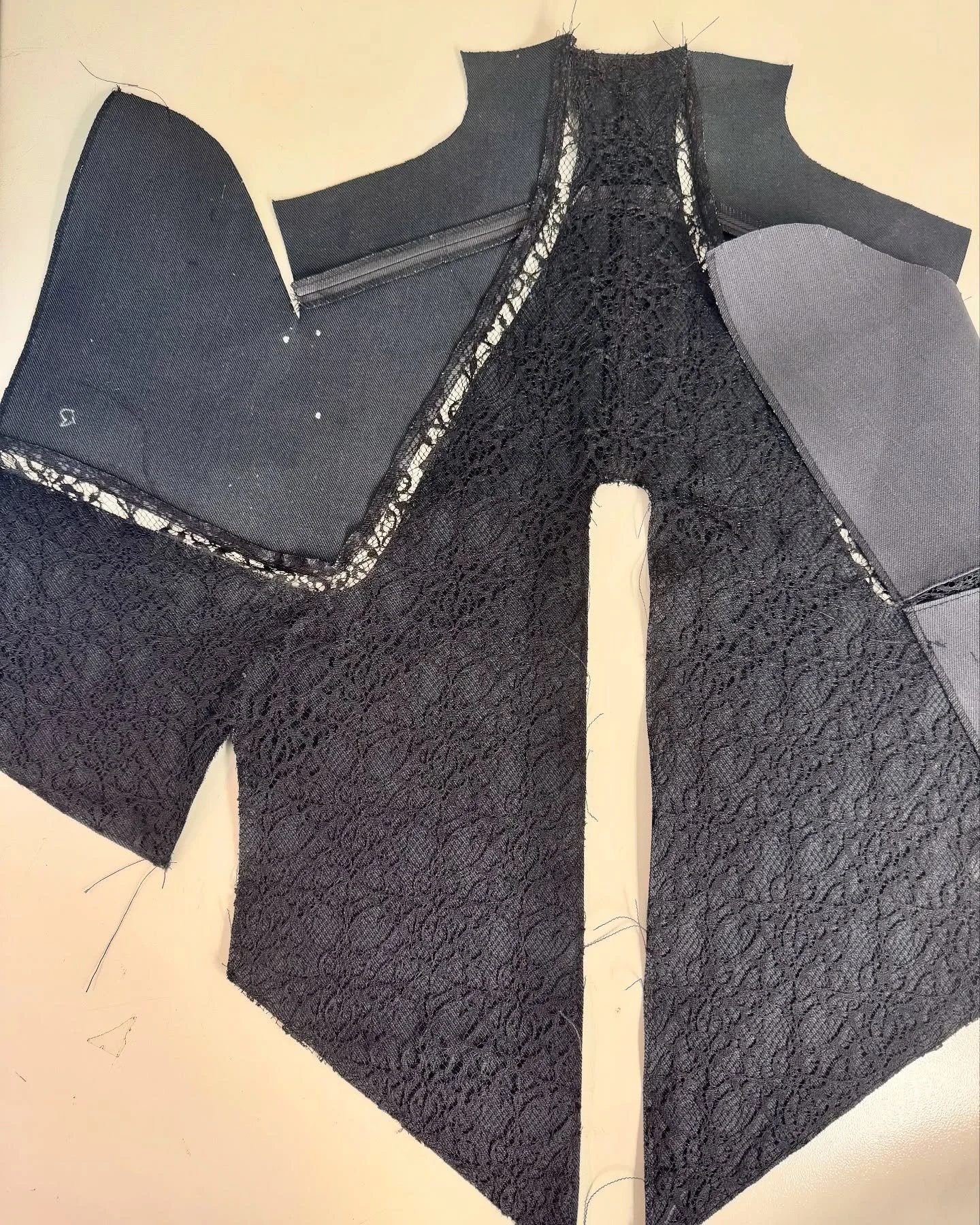 @lore Cape lace and denim detail #nyfw #ss2026 #newyorkfashionweek