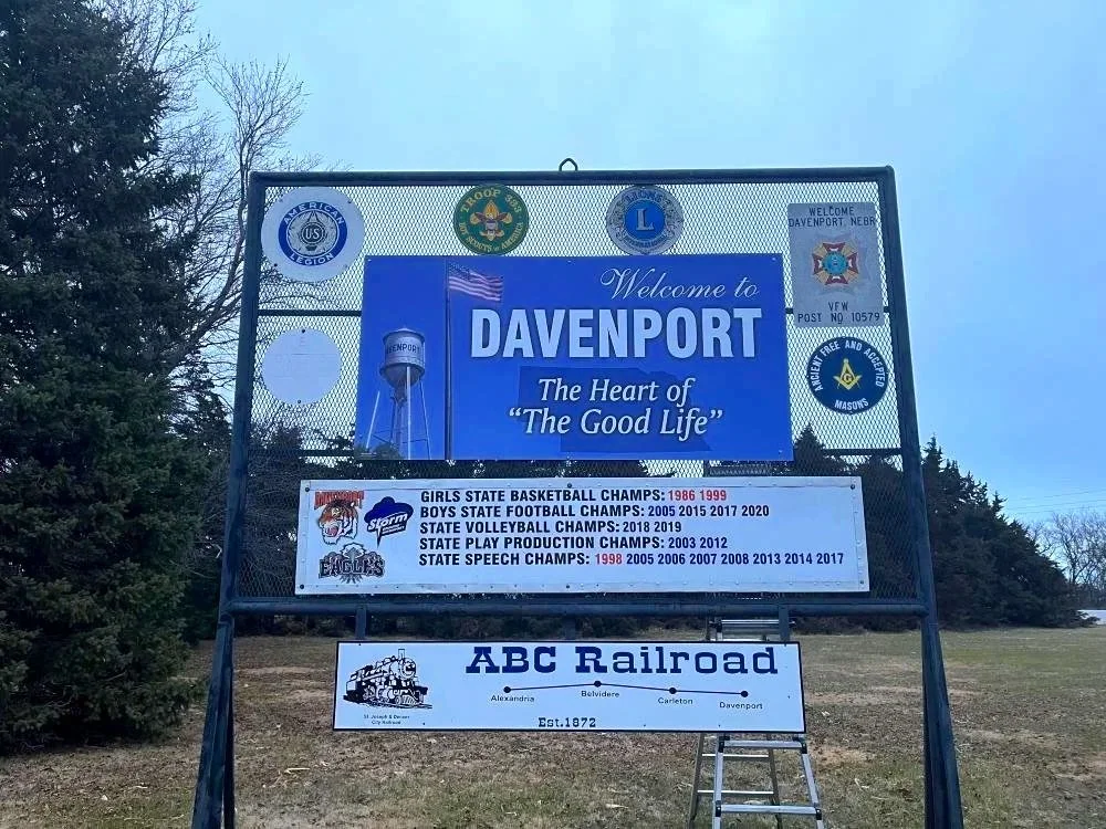 Welcome sign made for Davenport, NE