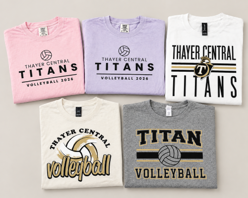 Variety of Screen-Printed designs for Thayer Central Volleyball 