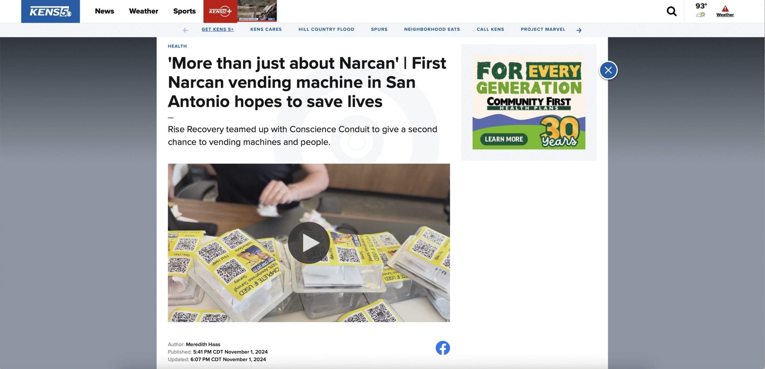 Rise Recovery Debuts San Antonio's First Narcan Vending Machine