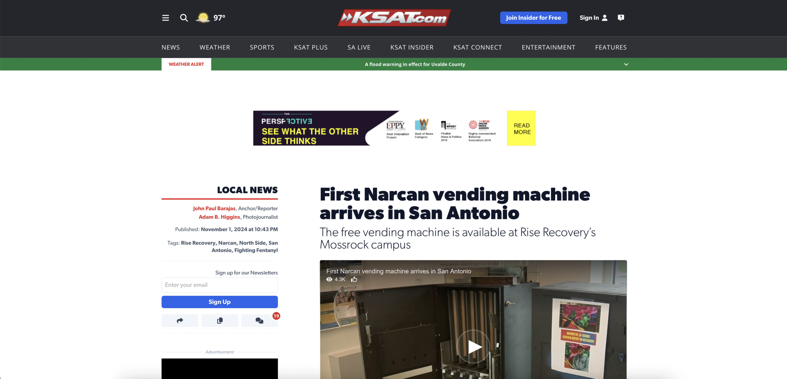 Rise Recovery Debuts San Antonio’s First Narcan Vending Machine