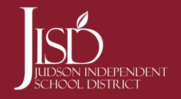 Judson Independent School District logo with a red background, featuring the initials 'JISD' and the full name below.
