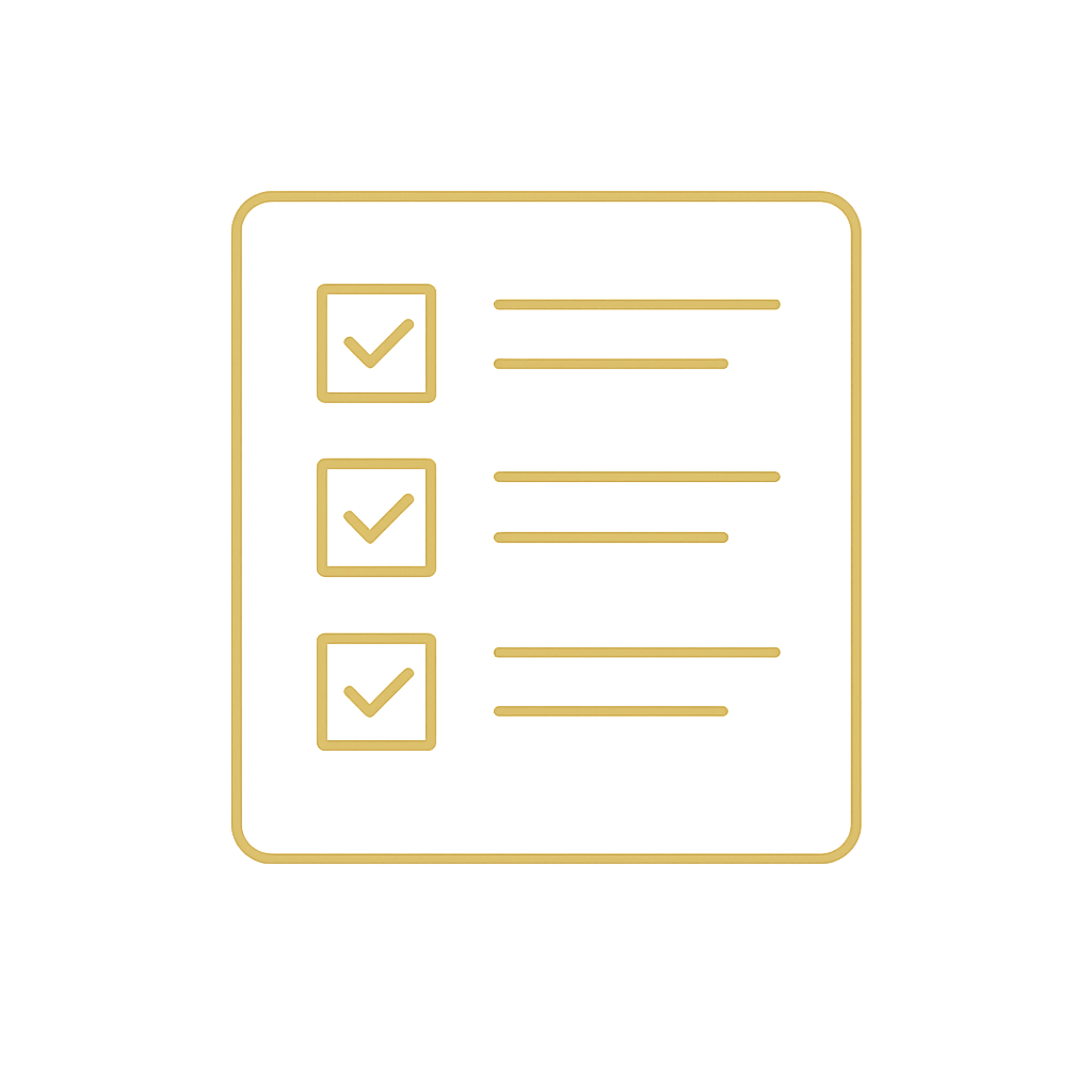 A checklist with three items, each marked with a checkmark inside a square box.