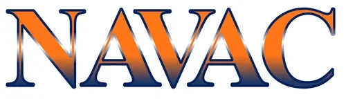 The word 'NAVAC' in large, stylized letters with a gradient from orange to navy blue.