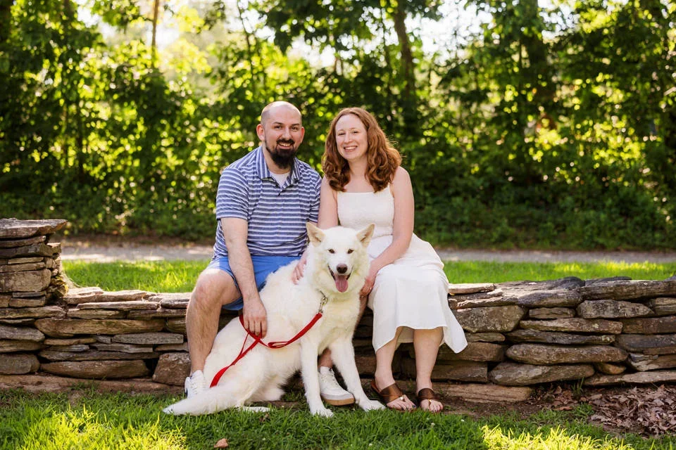 At-Home Engagement Session With Dog in Natural Light