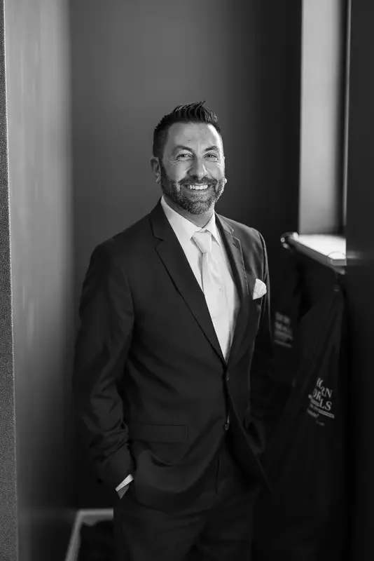 Black and White Groom Portrait