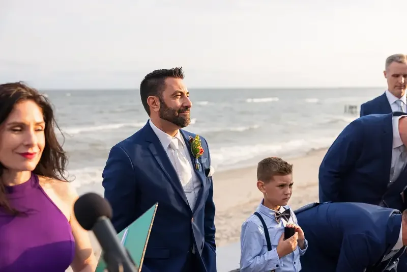 Fall Tyde Beach Wedding Ceremony Begins