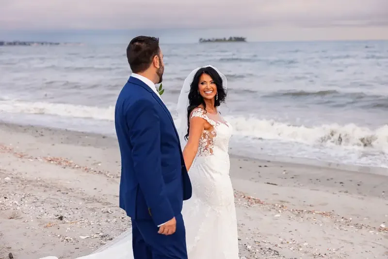 Beach Wedding Portrait at Sunset