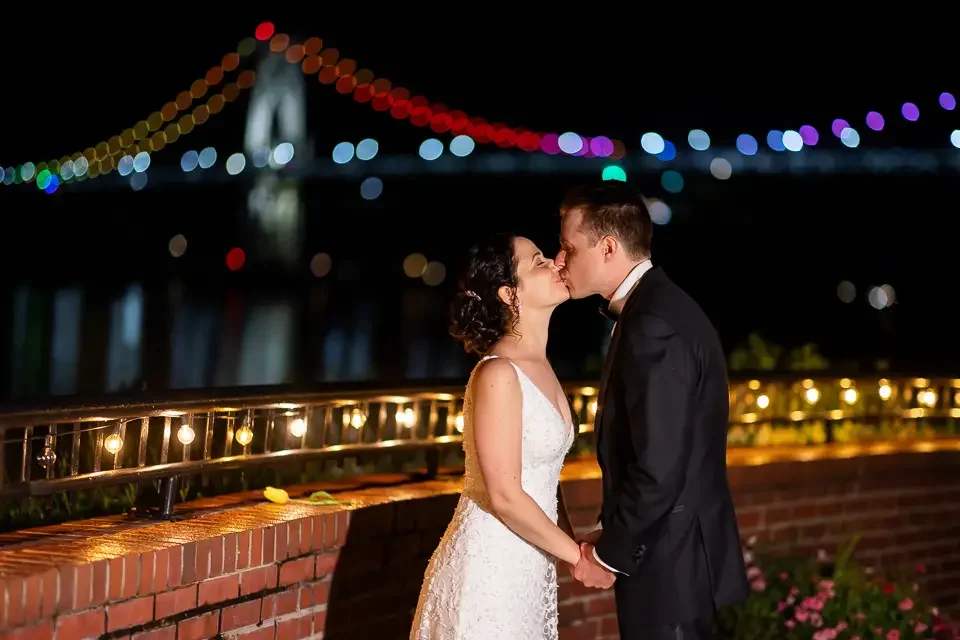 Romantic nighttime wedding portrait