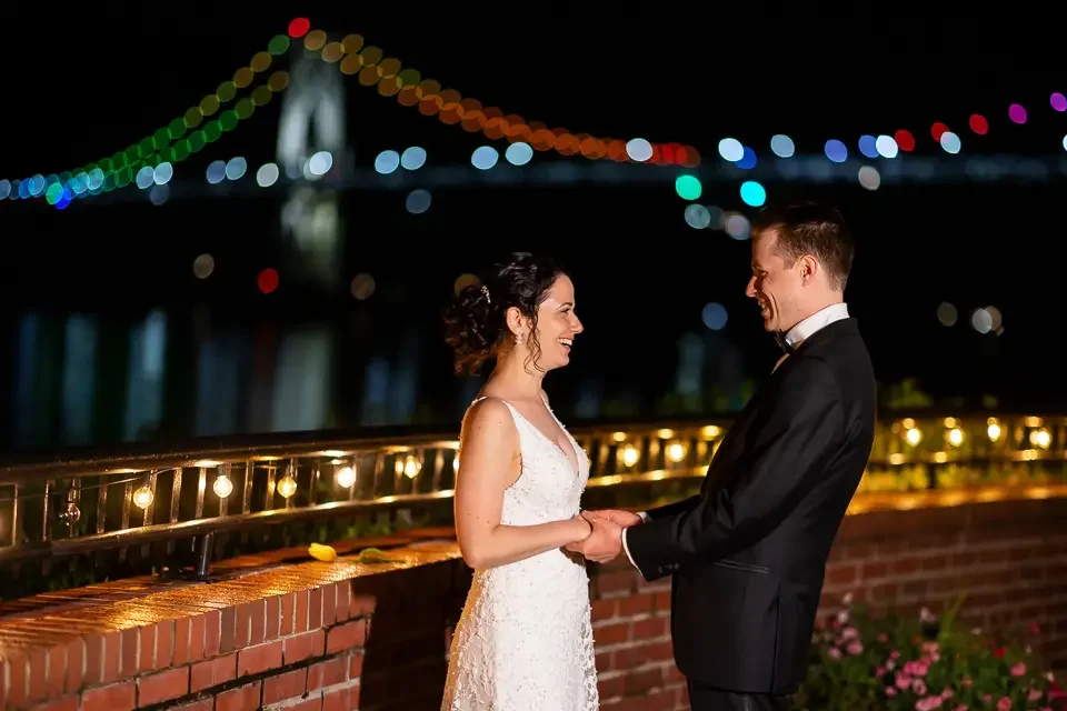 Bride and groom night portraits