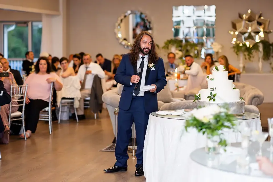 Best man speech during elegant wedding reception