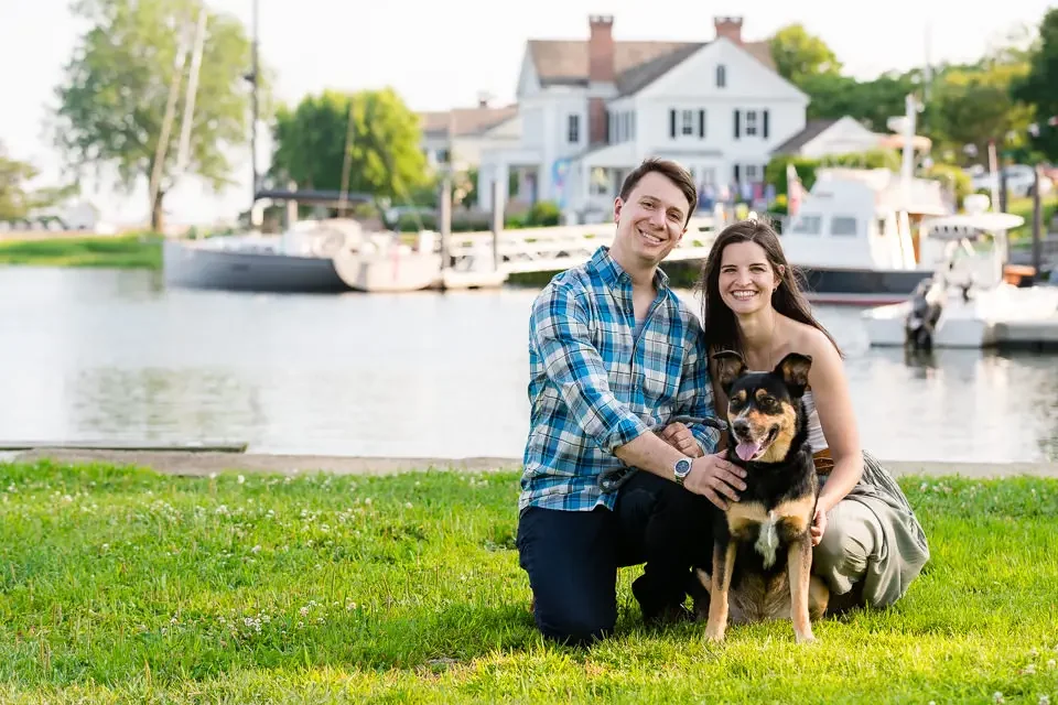 Waterfront Engagement Session with Dog in Westport, CT