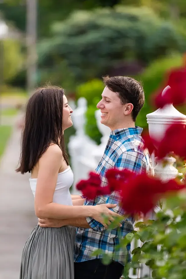Romantic Engagement Portrait with Garden Florals in Westport