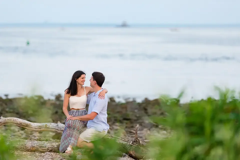 Relaxed Waterfront Engagement Portrait in Southport