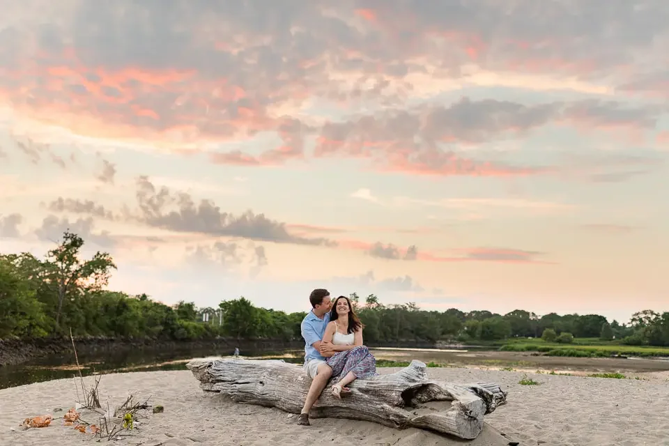 Intimate Beach Engagement at Sunset in Westport