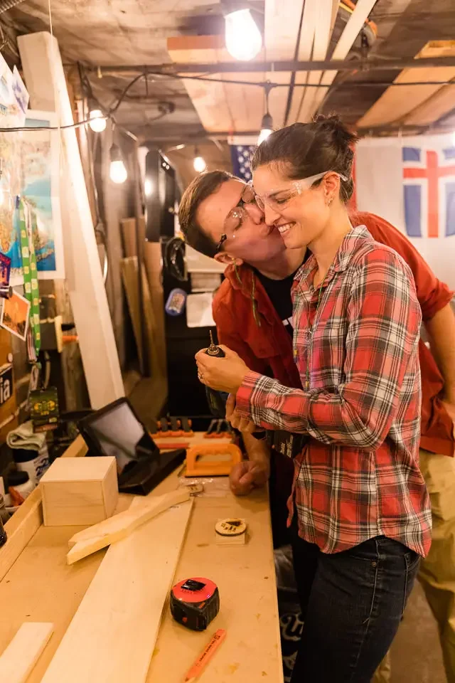 Playful Engagement Moment in a Home Workshop