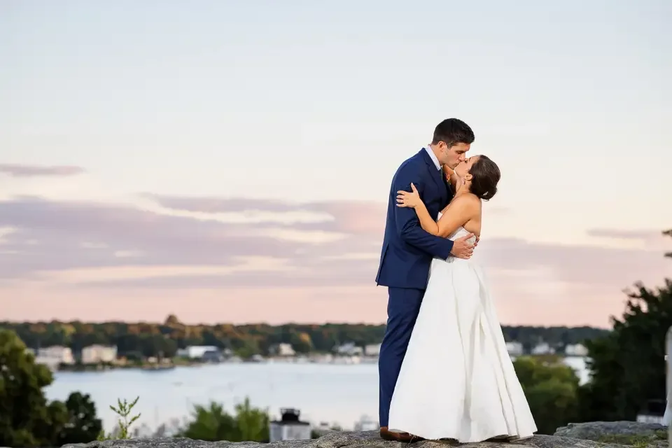 Sunset Wedding Portrait Overlooking the Water