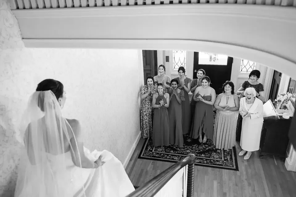 Bridal Reveal With Bridesmaids Before the Ceremony