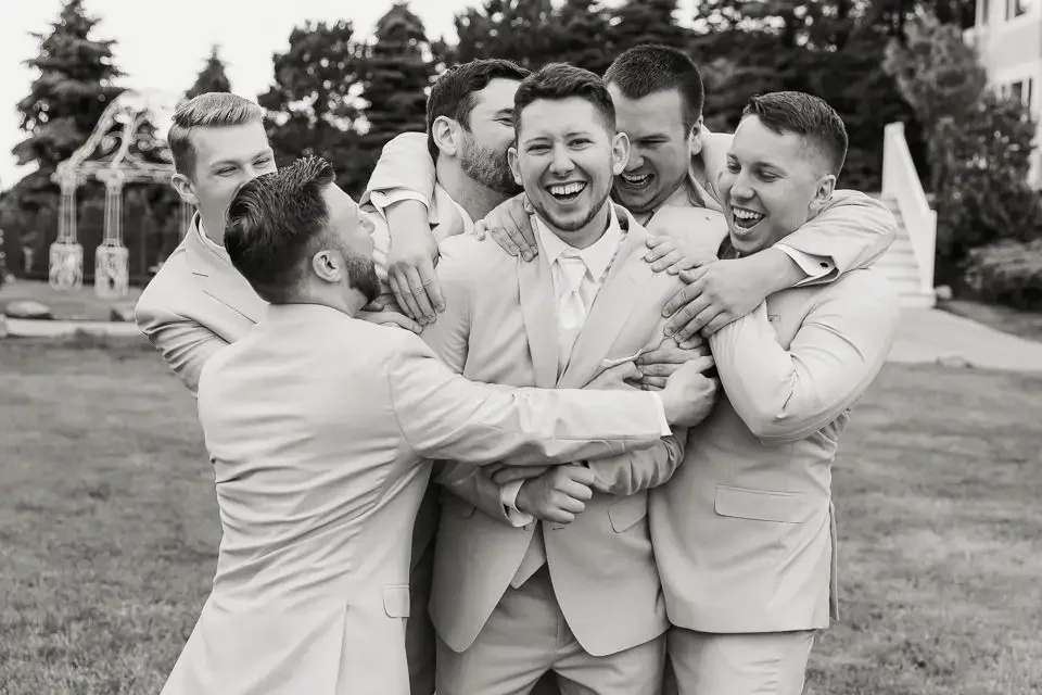 Joyful Groomsmen Wedding Moment