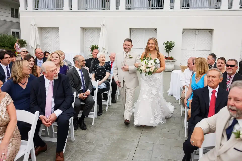 Bride Walking Down the Aisle at Outdoor Wedding
