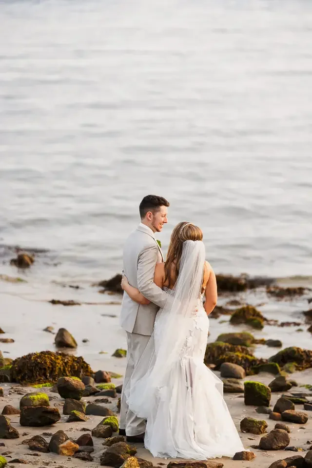 Romantic Beach Wedding Portrait at Sunset