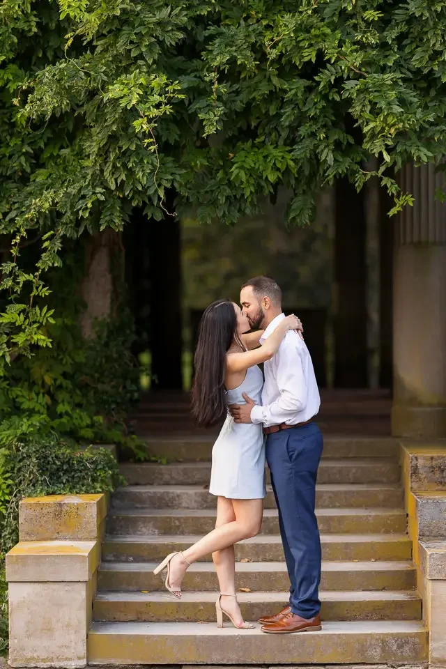 Staircase Engagement Kiss