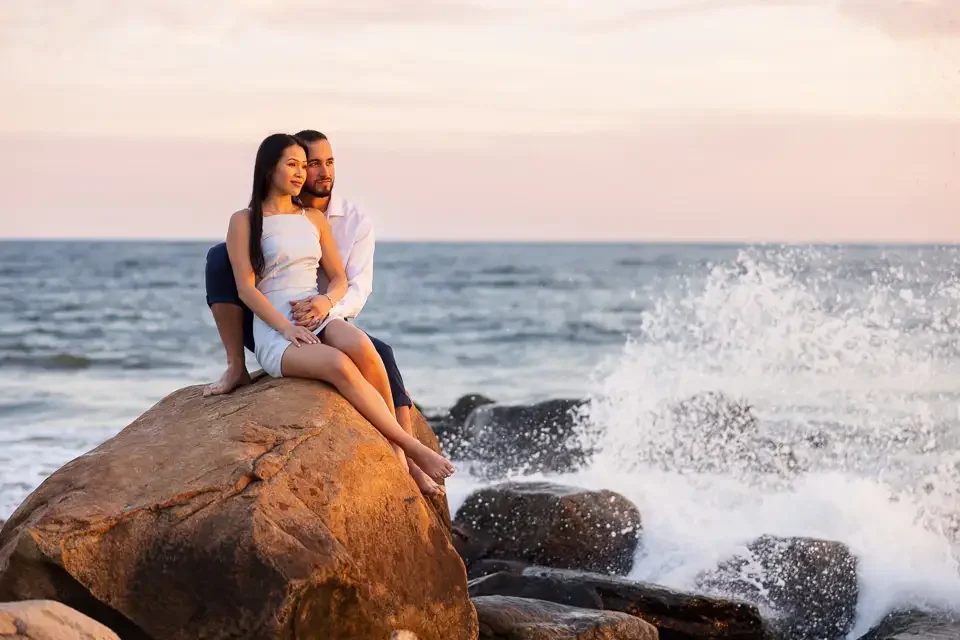 Coastal Rocks Engagement Portrait