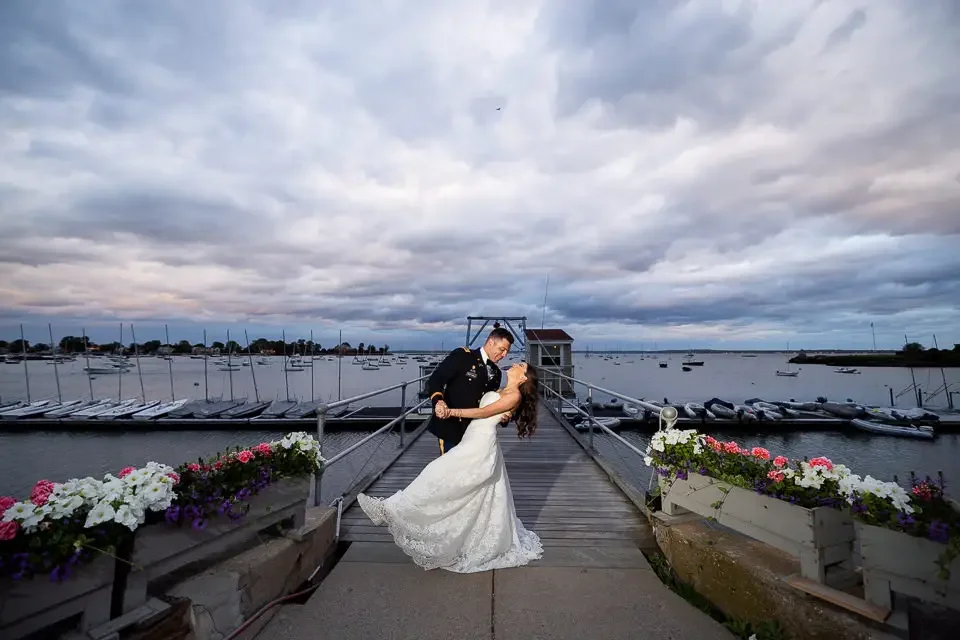 Waterfront Wedding Portrait at Sunset