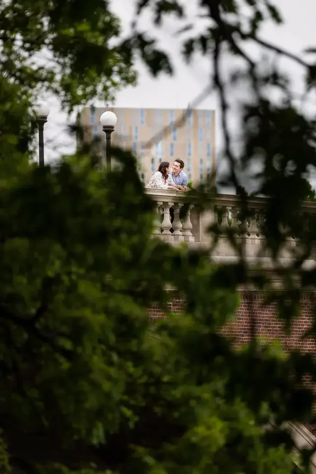 Engagement Portrait Framed by Greenery