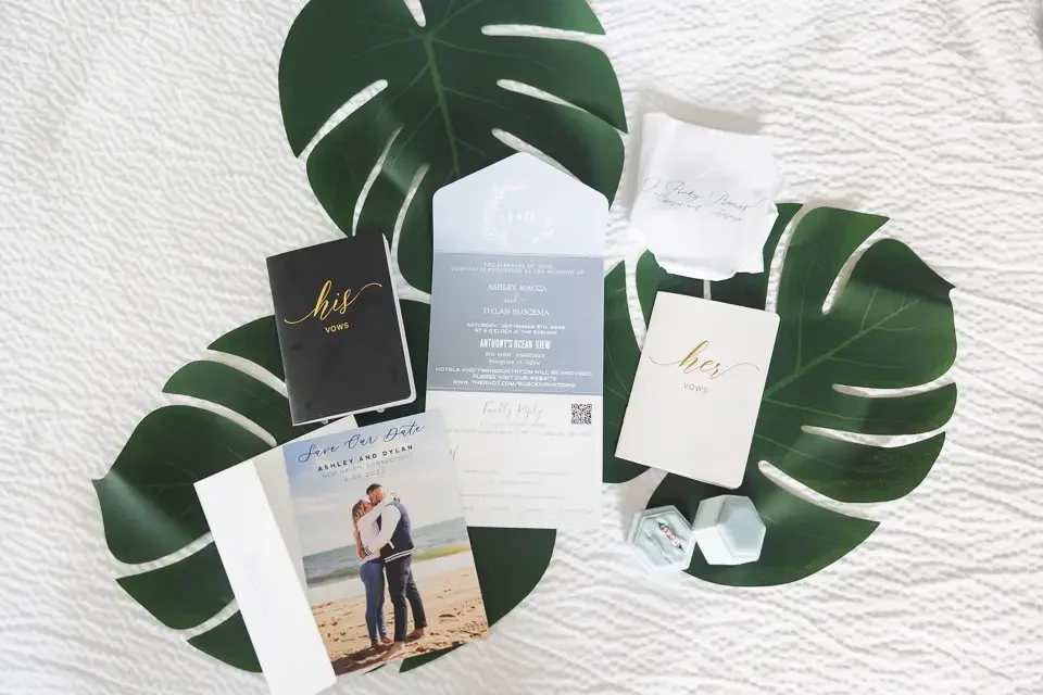 Wedding Invitation Details Flat Lay